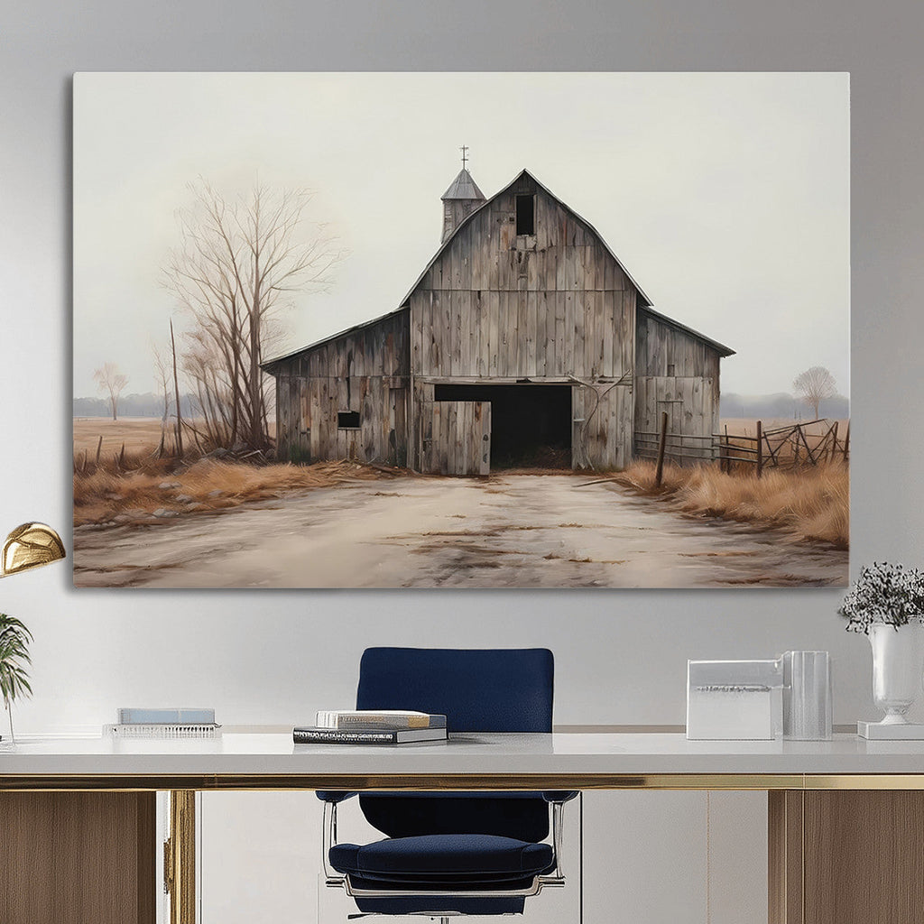Farmhouse Rustic Barn Wall Art Canvas Print, Framed and Ready to Hang