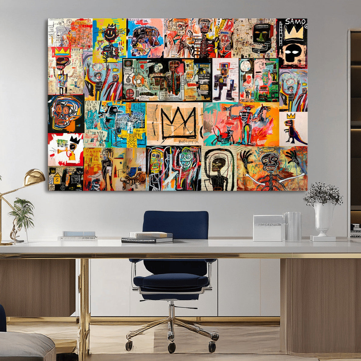 Abstract Art Collage Wall Art Canvas Print, Urban Graffiti Style