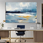 Abstract Ocean Canvas Wall Art - Coastal Blue and Gold