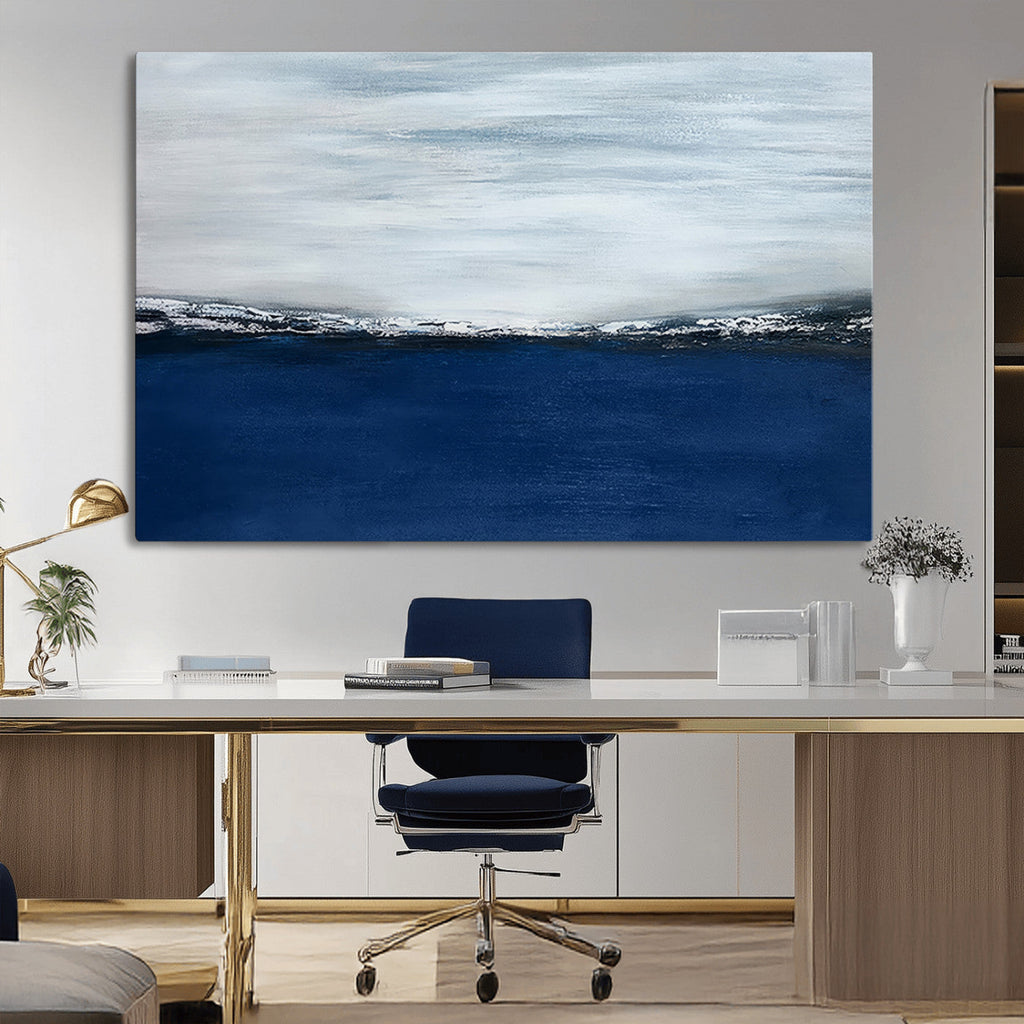 Navy Blue Abstract Wall Art Canvas Print