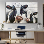 Vintage Baby and Mom Cattle Wall Art Canvas Print