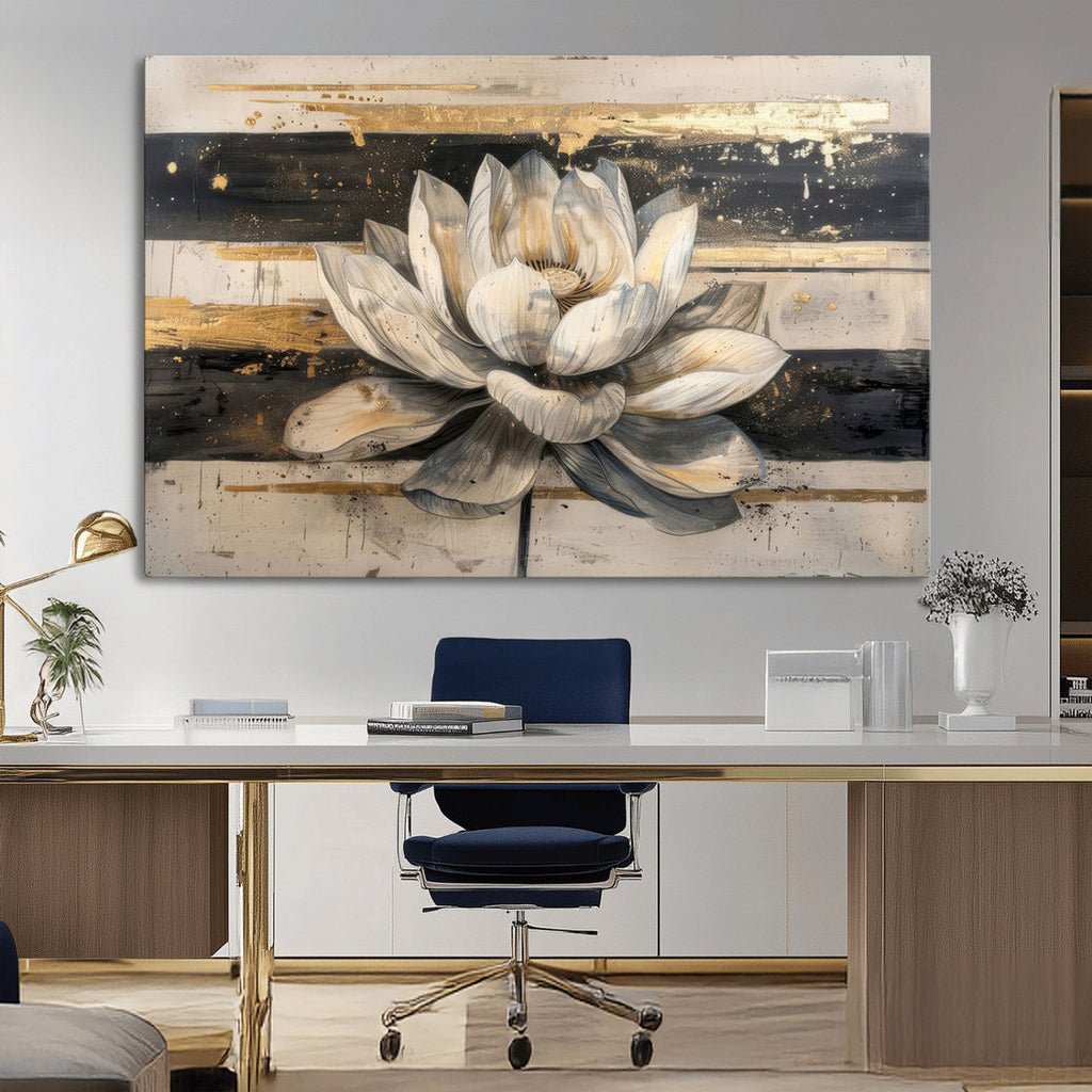 Lotus Flower Wall Art | Framed Abstract Floral Canvas