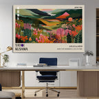 Yayoi Kusama Abstract Print, Vibrant Floral Mountain Art