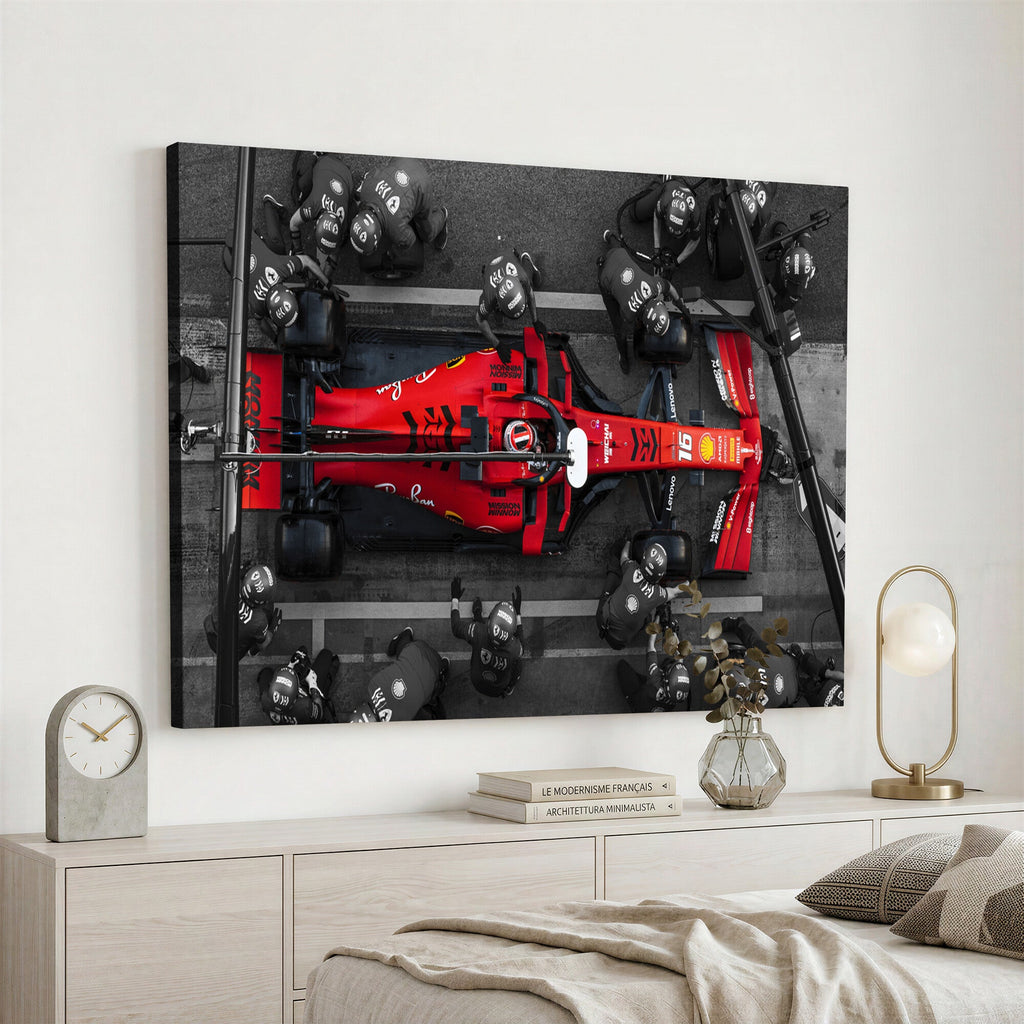 Ferrari Pit Stop Canvas Wall Art | Precision and Speed