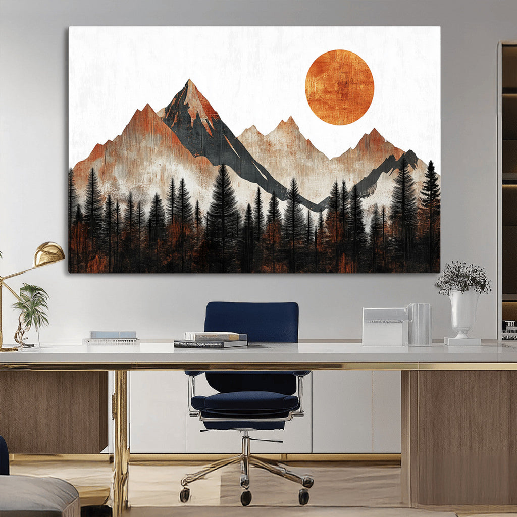 Modern Abstract Mountain Canvas Wall Art Print
