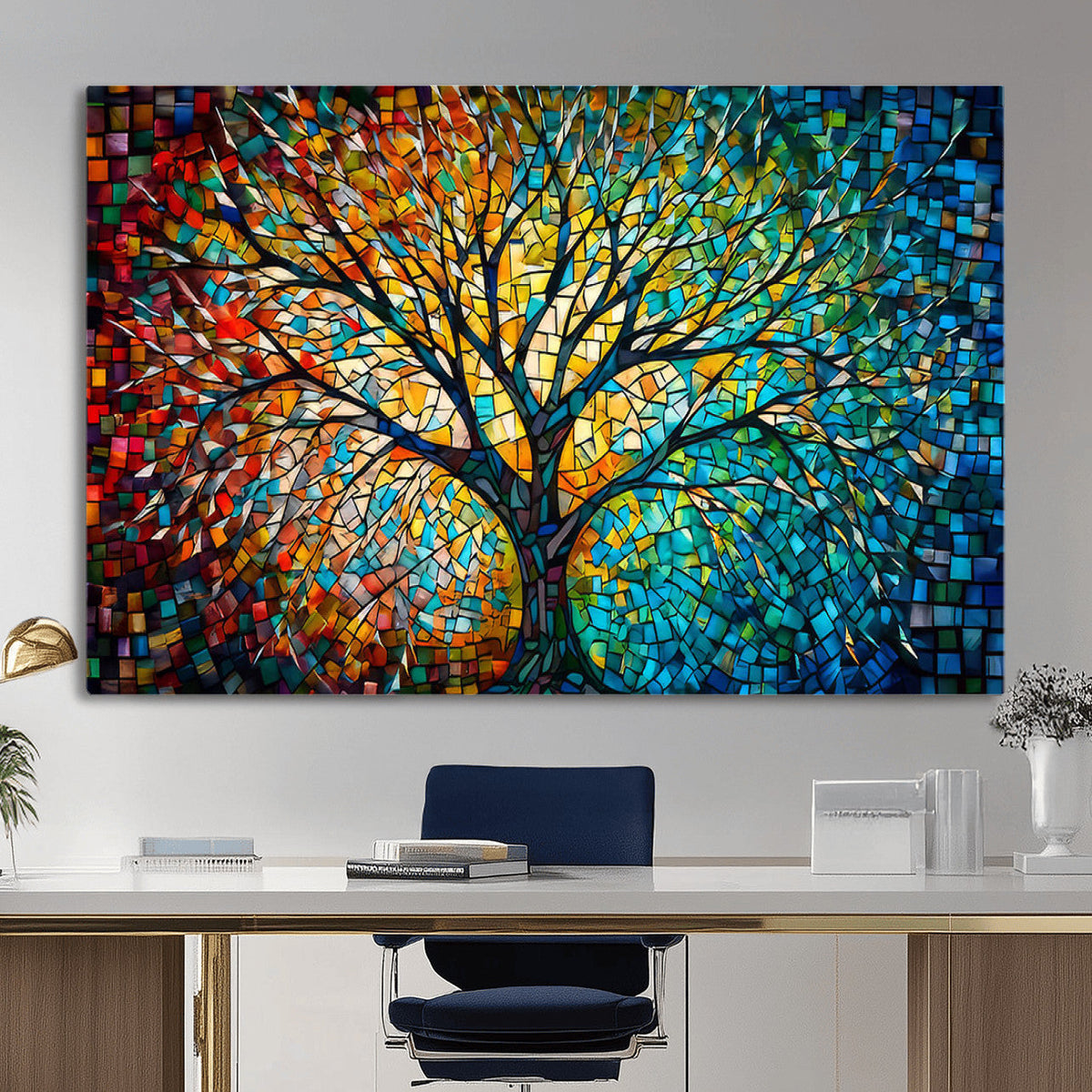 Yggdrasil Tree of Life Wall Art Print | Mosaic Style Canvas Wall Art