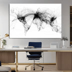 Abstract World Map Wall Art | Framed Geometric Line Canvas
