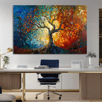 Yggdrasil Tree of Life Mosaic Stained Glass Wall Art Canvas Print