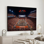 Texas Stadium Night Game Wall Art Canvas Print, Vibrant Football Fireworks Scene