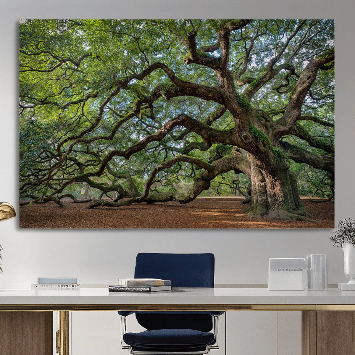 Historic Tree Wall Art | Framed Mossy Branch Canvas Artwork