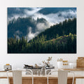 Misty Forest Wall Art Canvas Print | Pine Hills with Foggy Trees