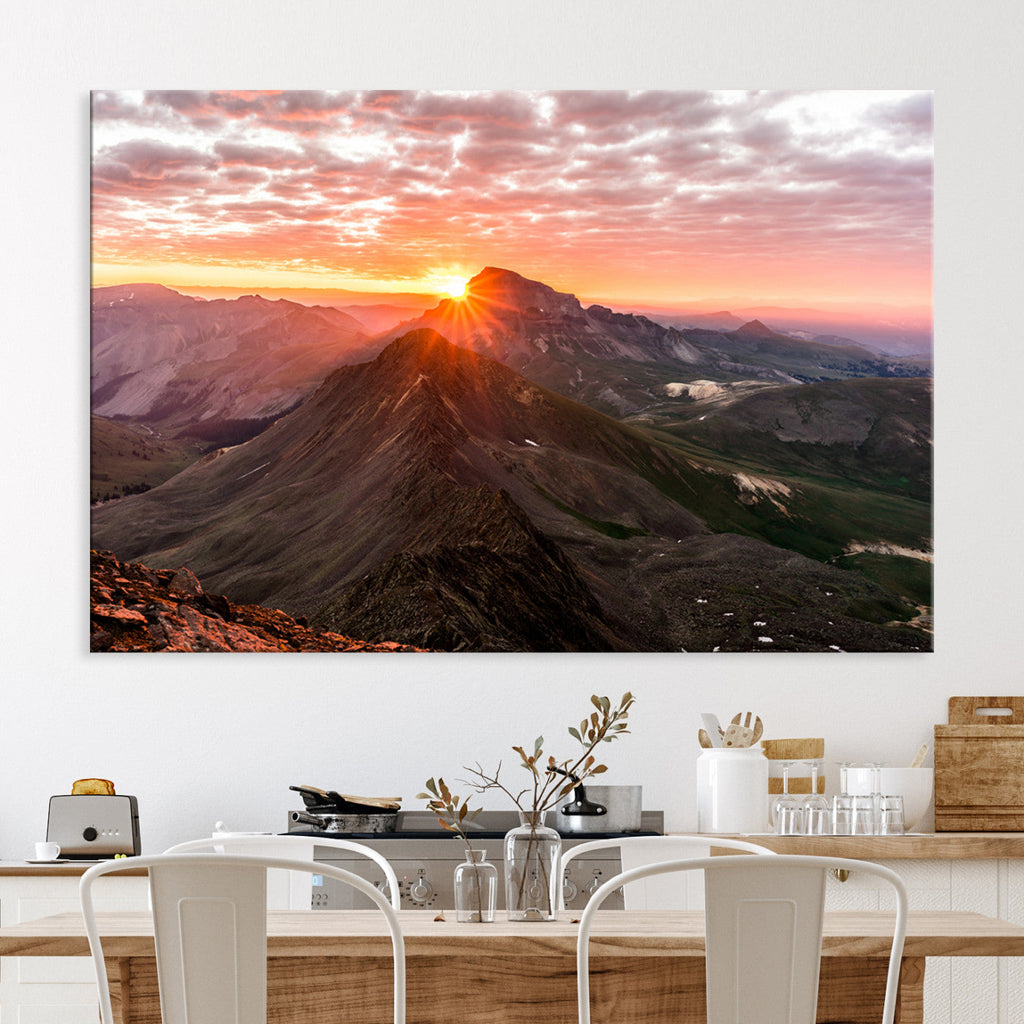 Mountain Sunrise Wall Art Canvas Print | Alpine Ridge Morning Light