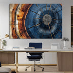 Framed Abstract Tree Ring Wall Art Print, Natural Rustic Wood Grain Canvas Print