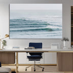 Ocean Waves Wall Art Canvas Print, Framed Surfer Lineup on a Crowded Ocean