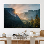 Yosemite Valley Wall Art Canvas Print, Framed Mountain Landscape National Park Art