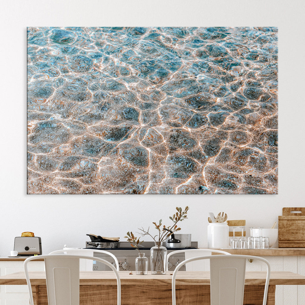 Clear Water Wall Art Canvas Print | Framed Sunlit Ocean Ripples