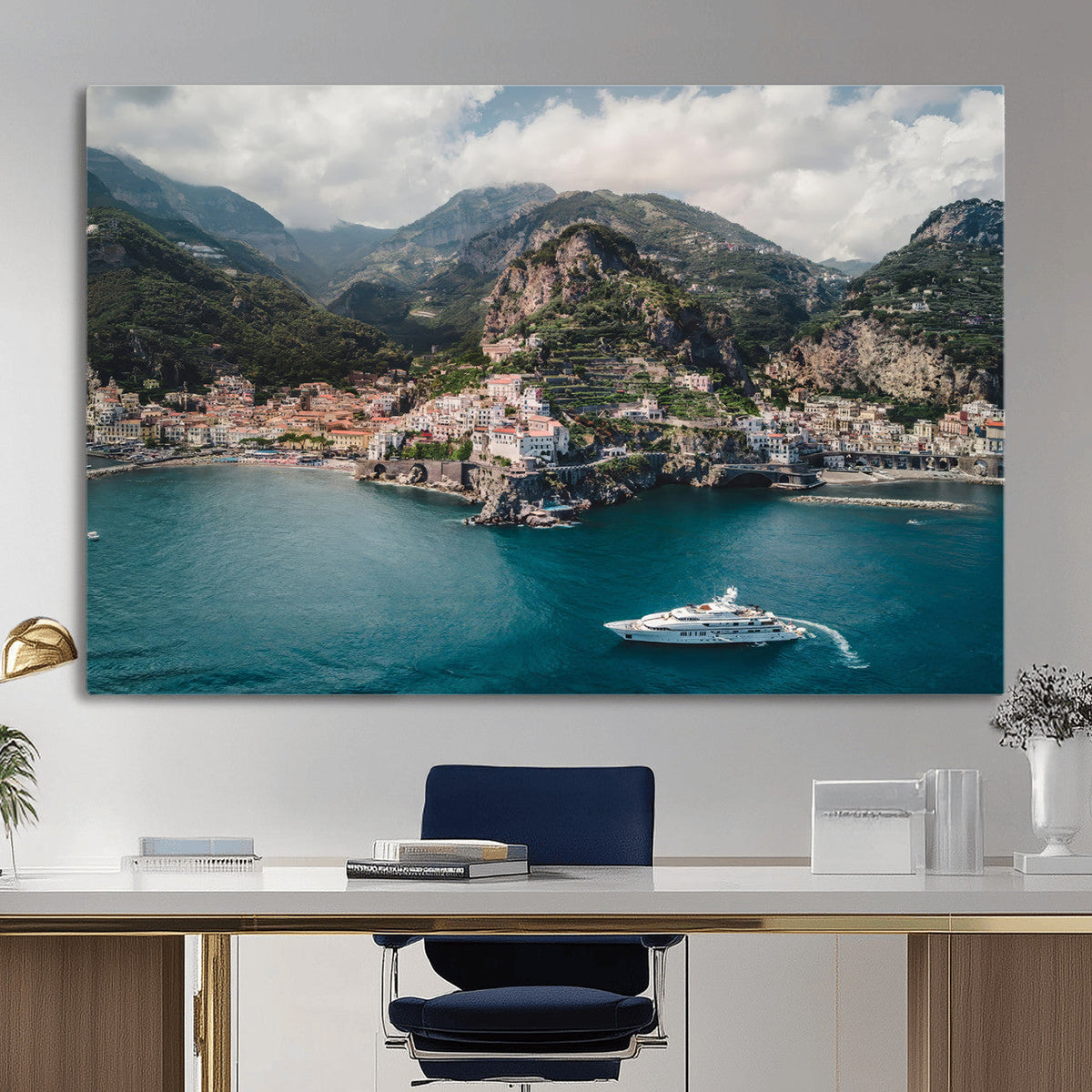 Amalfi Coast Wall Art | Framed Italian Seaside Canvas