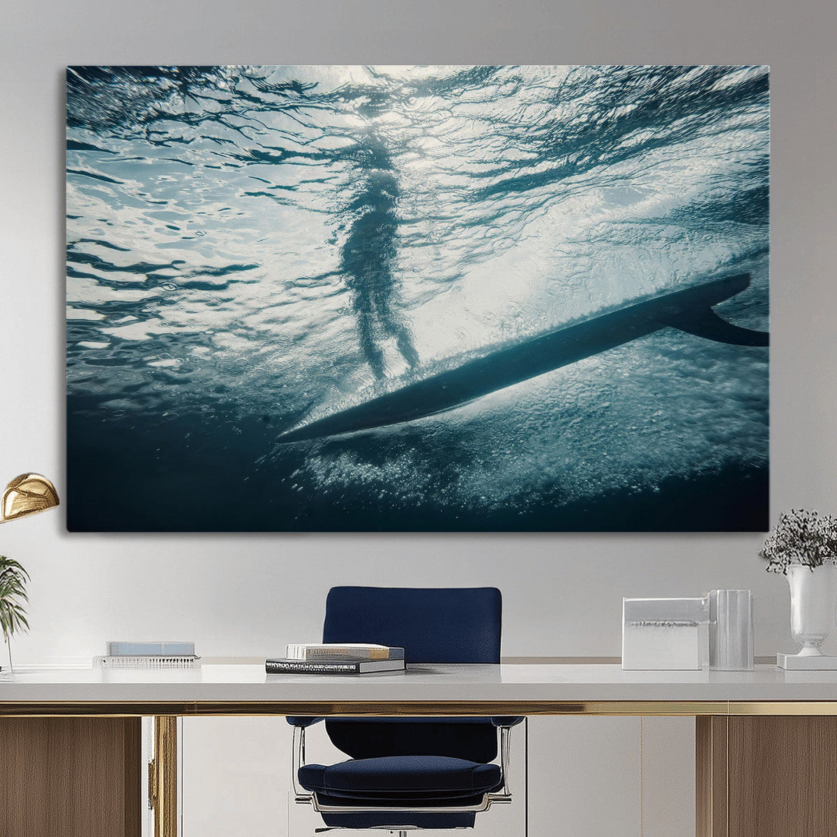 Underwater Surf Wall Art | Framed Ocean Wave Canvas Artwork