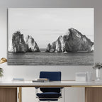 Coastal Wall Art | Framed Black White Ocean Canvas Artwork