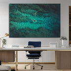Ocean Surf Wall Art Canvas Print, Framed Vibrant Blue Waters Seascape Artwork