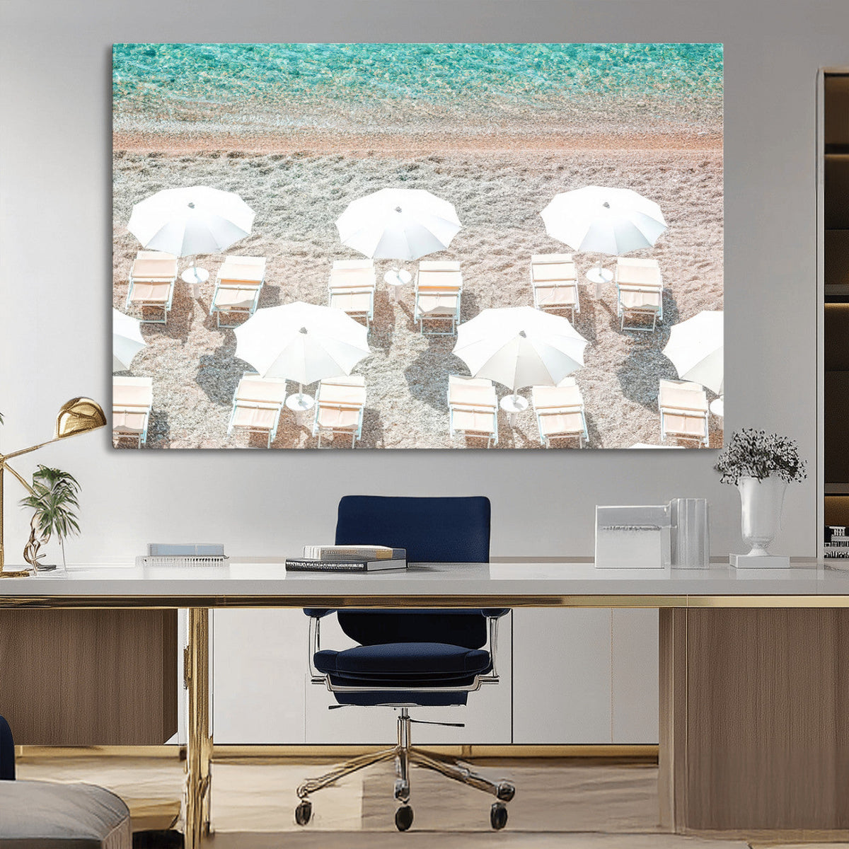 Calm Beach Wall Art | Framed Turquoise Water Canvas Artwork