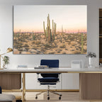 Desert Cactus Wall Art Canvas Print, Framed Baja Desert Art, Pastel Southwestern Decor
