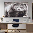 Grizzly Bear Wall Art Canvas Print, Framed Rustic Lodge Art, Wildlife Photography
