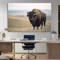 Bison Wall Art Canvas Print, Framed American Buffalo Rustic Western Artwork