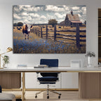 Texas Longhorn Canvas Wall Art Print, Framed Rustic Barn Farmhouse Decor