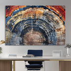 Tree Rings Wall Art Canvas Print, Framed Petrified Wood Art, Modern Rustic Decor