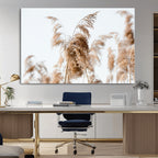Pampas Grass Wall Art Canvas Print, Framed Neutral Tones Minimalist Boho