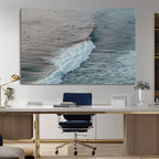 Ocean Waves Wall Art Canvas Print, Framed Coastal Serenity Surf Scene