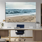 Ocean Wall Art Canvas Print, Framed Moody Seascape with Waves and Horizon