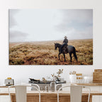 Cowboy Wall Art Canvas Print, Framed Western Rustic Ranch Scene