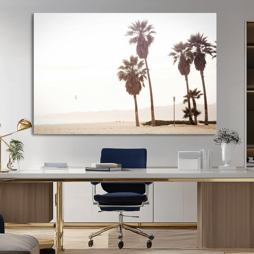 Coastal Light Wall Art Canvas Print, Framed Relaxing Shoreline Art, Minimalist Ocean Tropical Decor