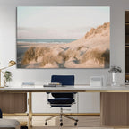 Beach Landscape Wall Art Canvas Print, Framed Sand Dune Photography, Minimalist Seascape Coastal Decor