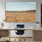 Desert Plains Wall Art Canvas Print, Golden Light Over Dry Grass and Open Horizon