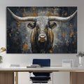 Rustic Bull Wall Art Canvas Print, Longhorn Wall Decor