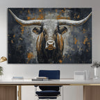 Rustic Bull Wall Art Canvas Print, Longhorn Wall Decor