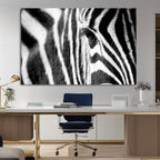 Zebra Stripes Wall Art Canvas Print, Black and White Close Up Wildlife Pattern
