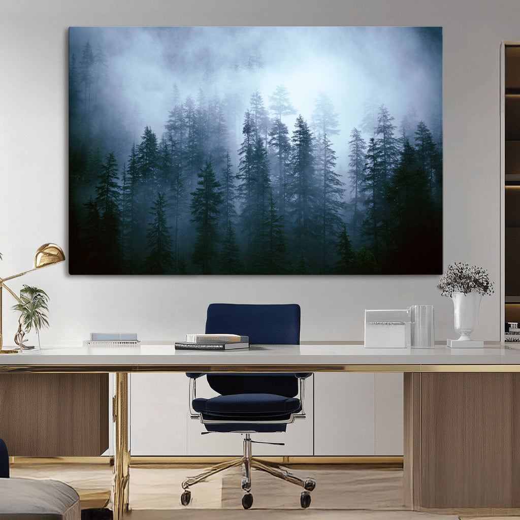 Foggy Pines Misty Forest Wall Art Print