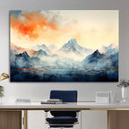 Warm Clouds Abstract Mountain Wall Art, Modern Landscape Canvas Print