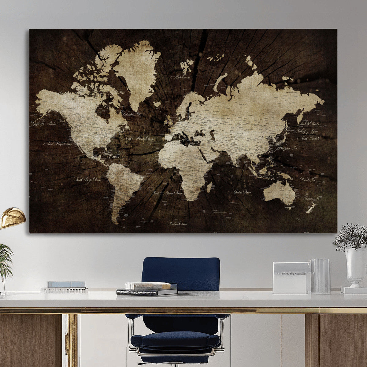 World Map Wall Art Canvas Print | Framed Travel Map Wall Art