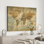 Personalized Navy Push Pin Travel Map Canvas Print, Couples Countries Visited Map, Living Room and Dining Room Decor