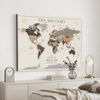 Personalized Travel Tracker Map with Pins, Framed World Map for Home and Office