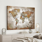 Vibrant Watercolor World Map Canvas Wall Art | Framed Travel Map