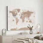 Framed Large World Map Canvas Print for Office Decor