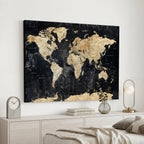 Framed Large World Map Wall Art Canvas Print for Living Room