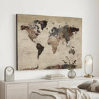 World Map Canvas Print, Detailed Map of the World, Adventure Gift for Couples and Anniversaries