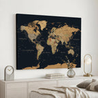 Vintage World Map Earth Globe Countries Oceans Continents